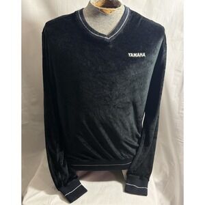 Vintage 70s 80s RARE YAMAHA Motorsport Black Velvet Sweater‎ Adult Size XL